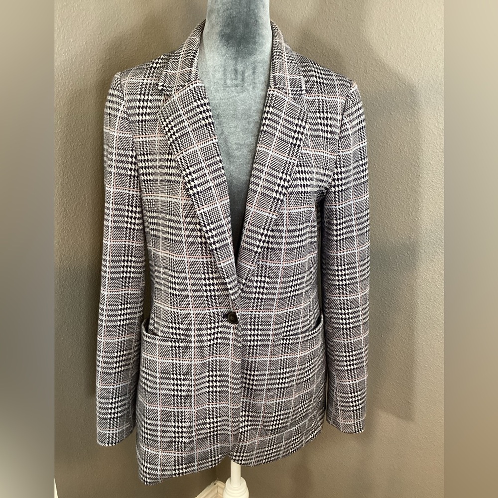 Gap Blue Houndstooth Check Modern Blazer Size 6